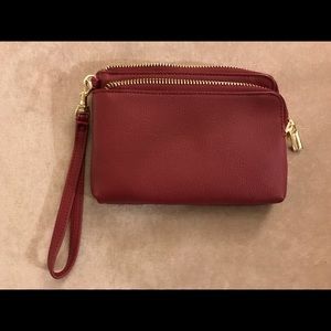 Two-Pocket Maroon Wristlet